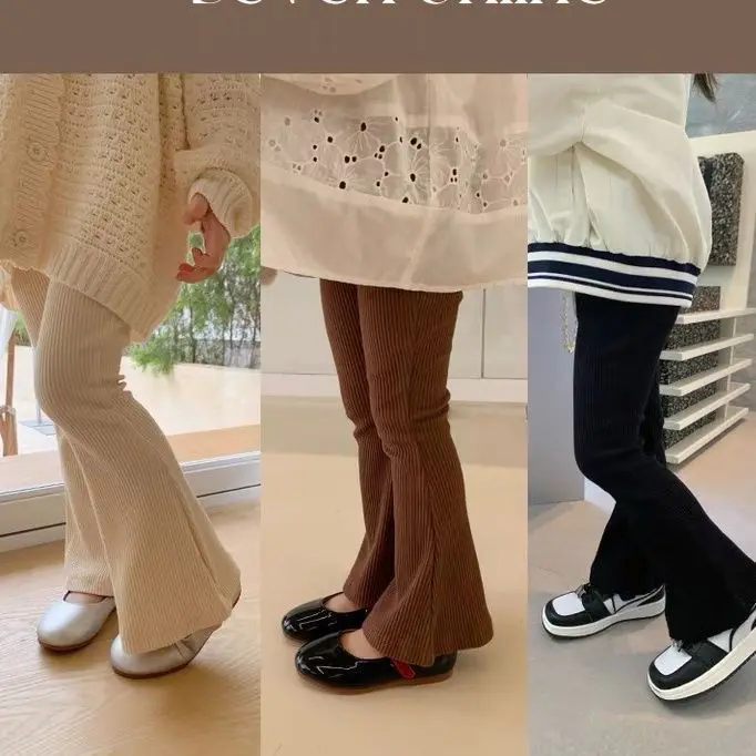Spring Girls Leggings Fashion Solid Tight Bell-Bottoms Autumn Baby Girls Slim Fit Legging Children Pants