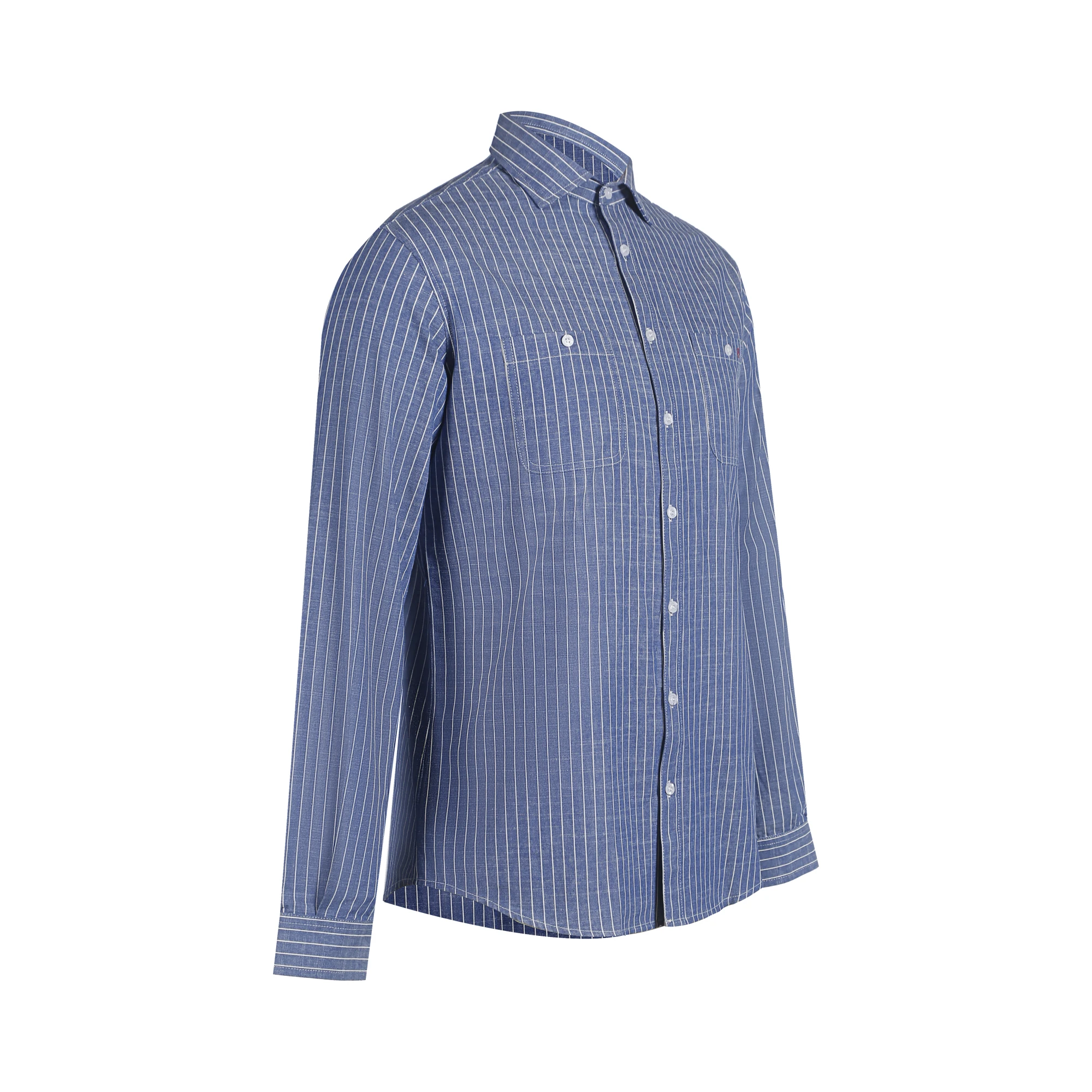 CHCH Men\'s Classic Long Sleeve Striped Basic Shirts Single Pocket Formal Business Regular Fit Office Social Casual Shirt