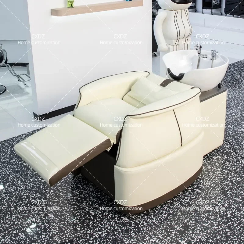 Barber shop shampoo bed Hair salon Half lying ceramic shampoo bed Beauty salon Electric lift shampoo bed Beauty