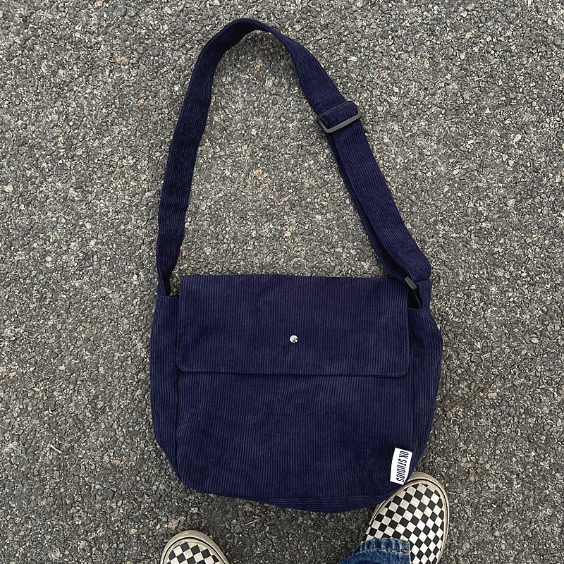 Preppy Style Canvas Shoulder Man Bag Causal Teens school Travel Square Men's Bag Streetwear Commuter Sling Cross Bags for Men