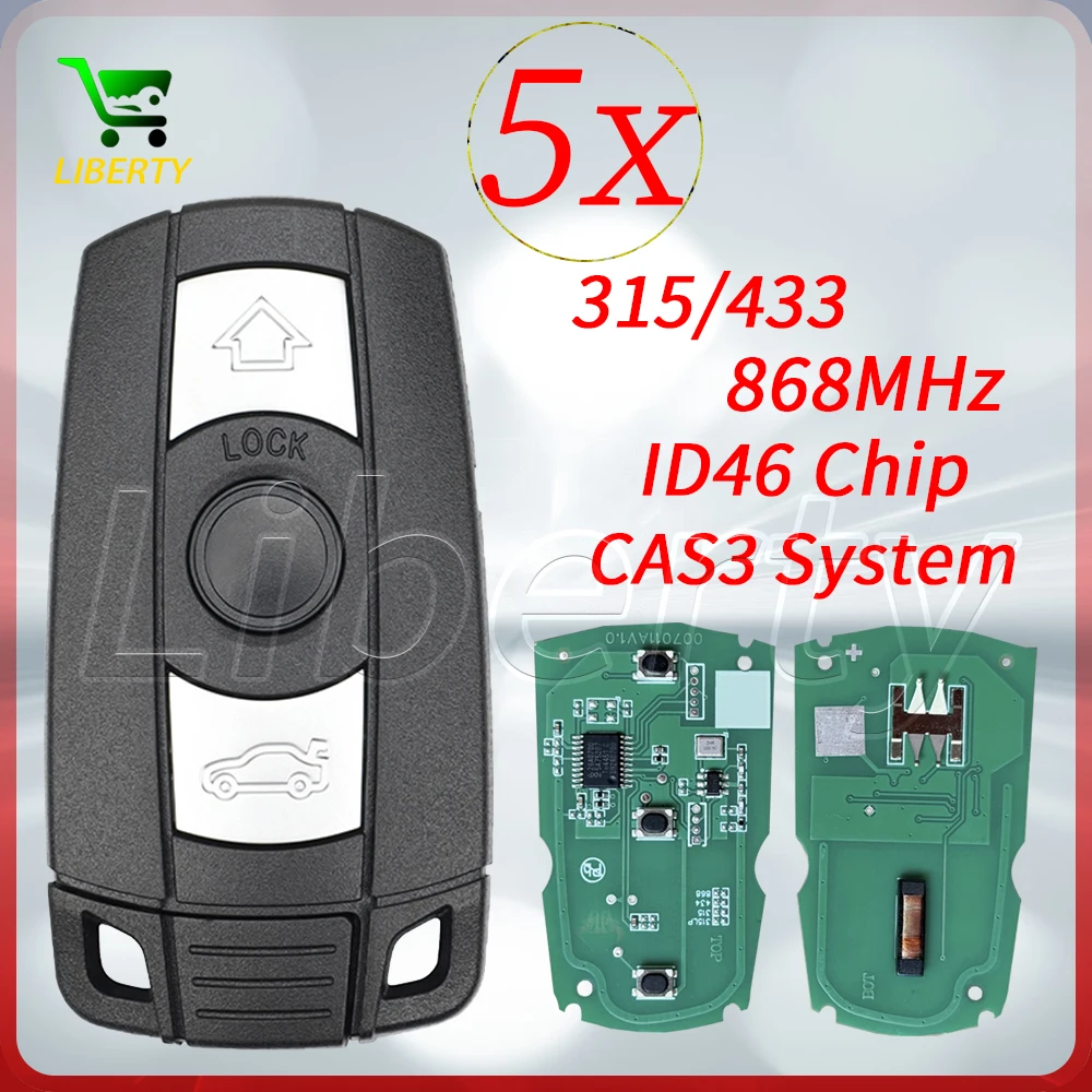 

Liberty 5 шт./лот дистанционный ключ для BMW CAS 3 System 1/3/5/7 серии X5 X6 E60 E61 E70 E71 E87 E90 Z4 46 чип 315LP/315/433/868 МГц