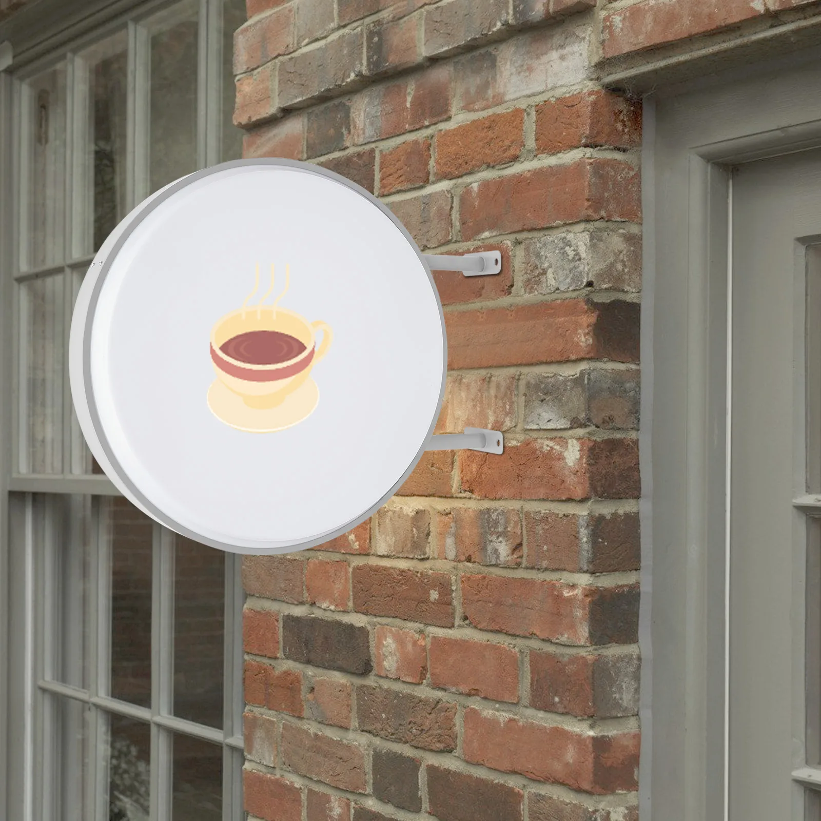24 Inch LED Double-sided Round Light Box Advertising Light Box Circular Flat 60cm IP65 for Restaurants, Takeaways, Shops,Etc.