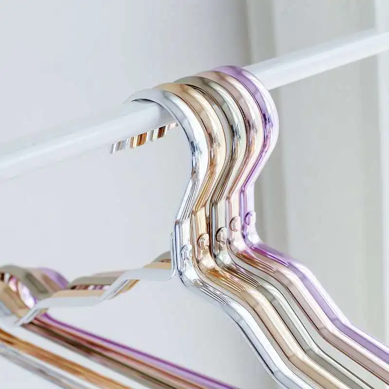10Pcs Clothing Hangers Metal Clothes Hngers Anti-slip Aluminium Alloy Drying Rack Wardrobe Space Saver Coat Hanger Storage Rack