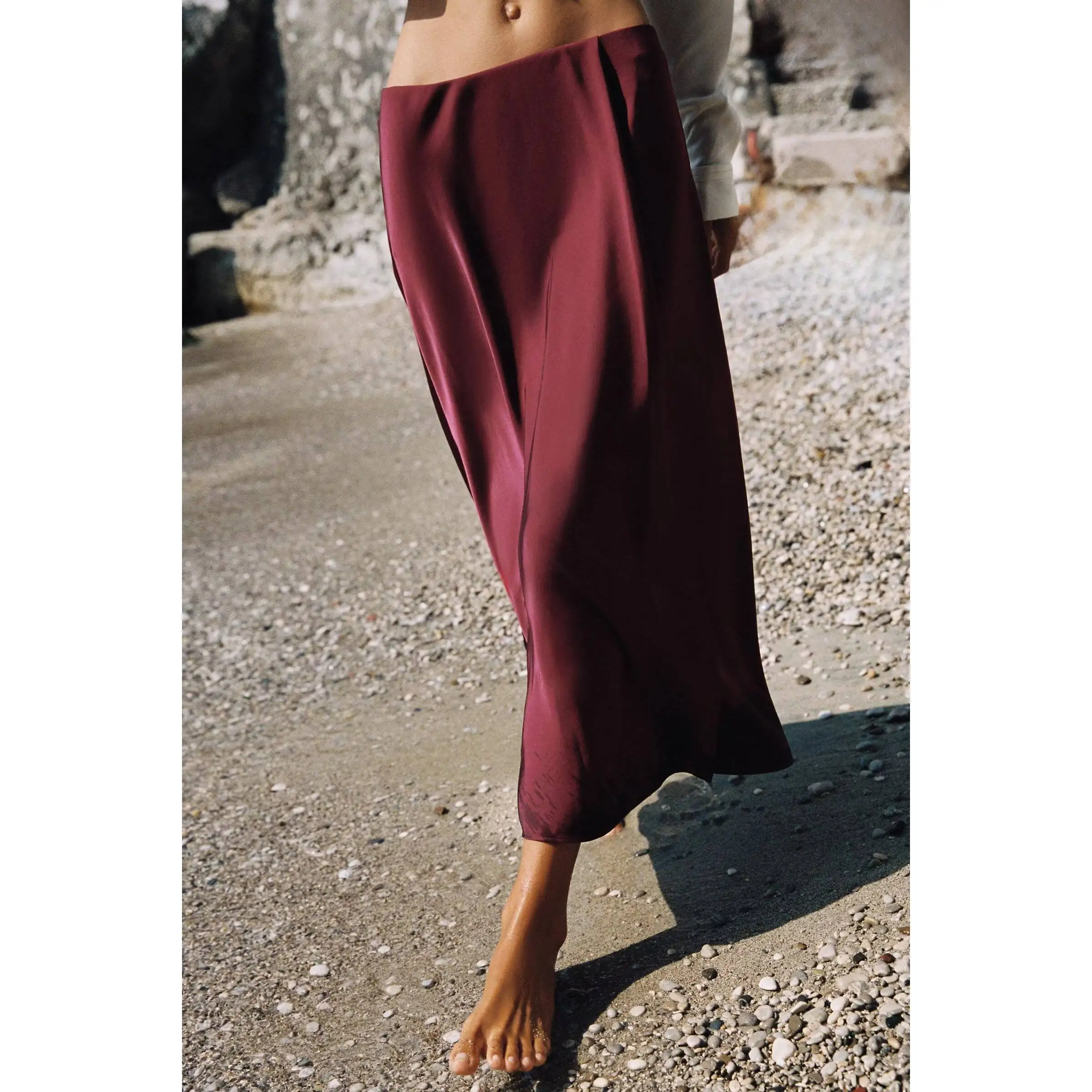 Early Autumn New Women's Fashionable Double-Breasted Midi Skirt ZR Style Polyester Fiber Loose Fit mid Waist A-Line Skirt