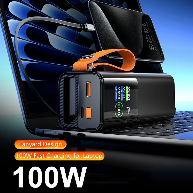 

PD 100W Power Bank 20000mAh External Battery Fast Charging Portable Charger Powerbank with 100W Cable For Laptop iPhone Samsung