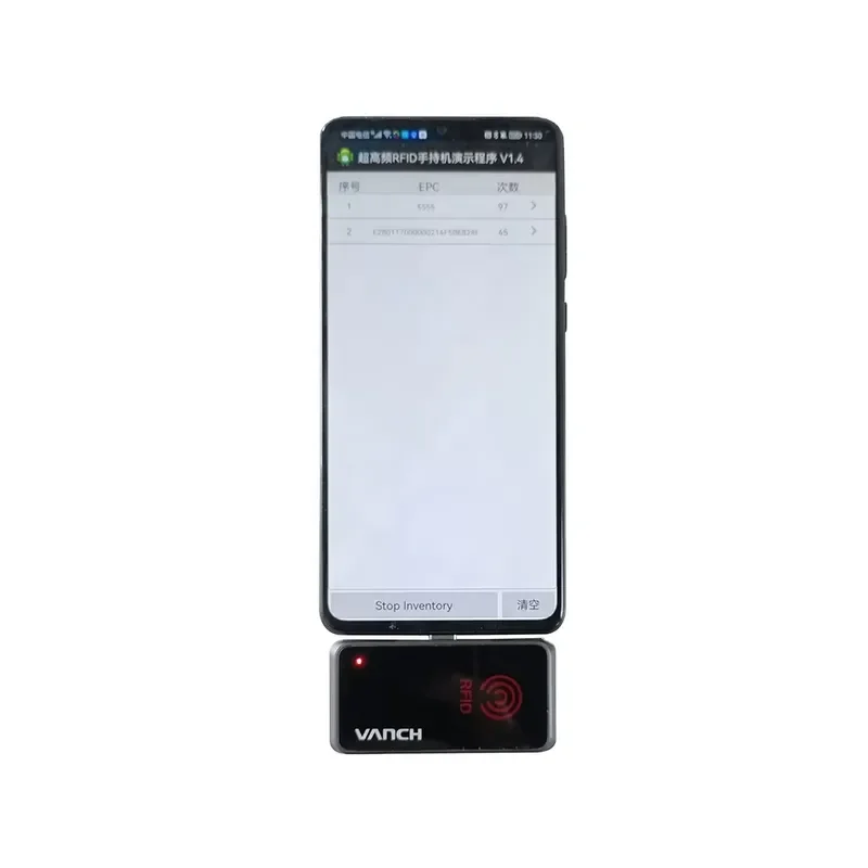 Vanch 860-960MHz USB Type C to Android Smart Phone UHF RFID Bluetooth Handheld Reader ABS Material ISO 18000-6C Protocol