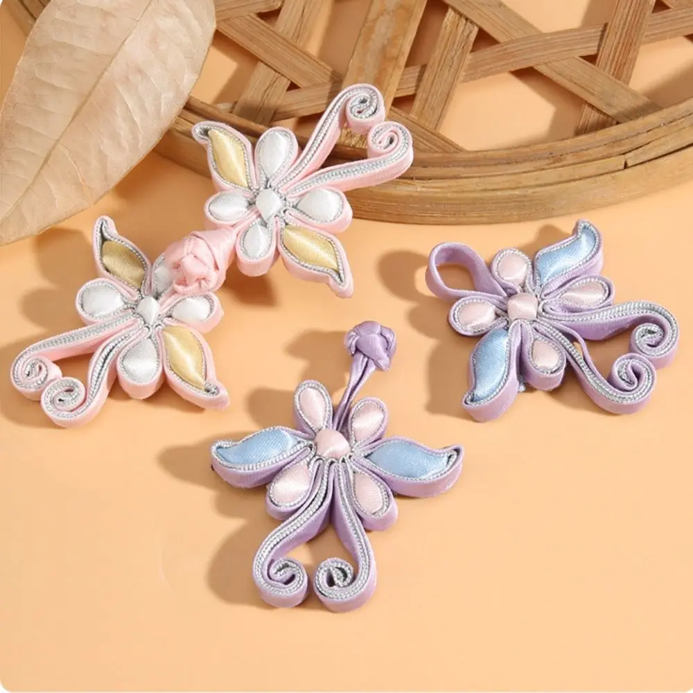 3Pcs High-end Handmade Chinese Frog Buttons Cotton Core Butterfly-shaped Vintage Closures Exquisite Soft Han Suit Buckle Hanfu