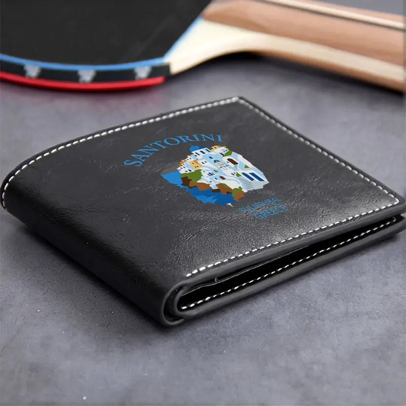 DOMPET KULIT PU SANTORINI GRIECE DESAIN MINIMALIS UNTUK PRIA DAN WANITA RINGAN TAHAN LAMA UNTUK PENGGUNAAN SEHARI-HARI AKSESORIS FASHION