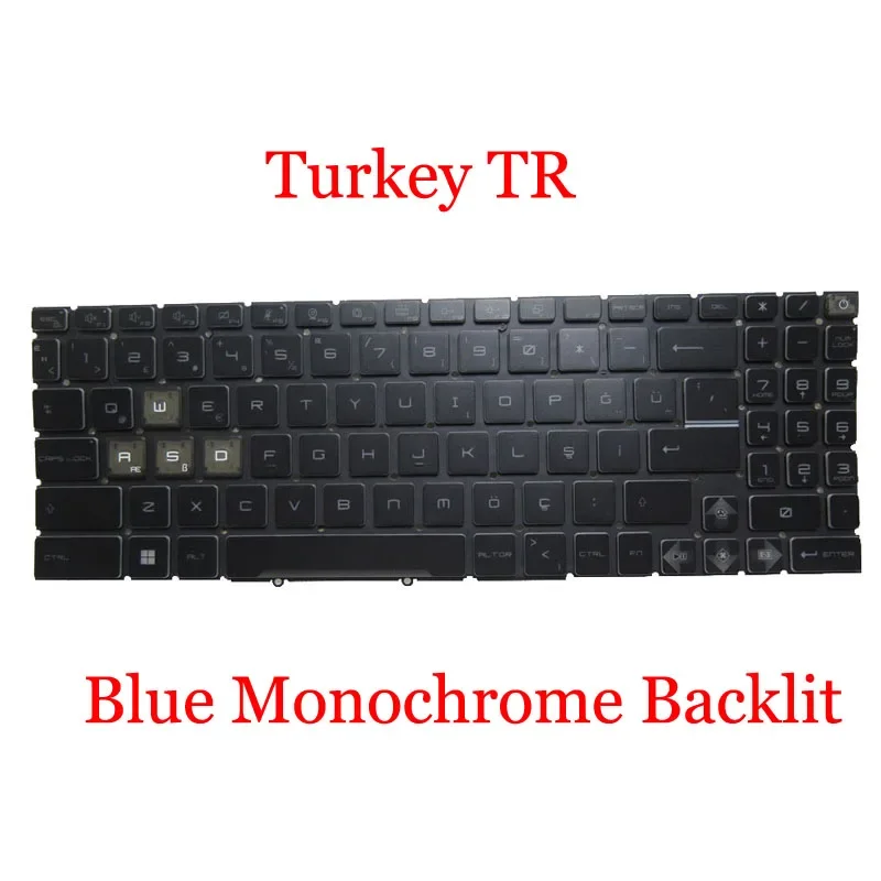 Blue Backlit FR KR TR Keyboard For MSI Katana GF66 12UE 12UC 12UD 12UDO 12UDK 12UEO 12UEK 12UGO 12UGK 12UGSZOK 12UGSO 12UGSK
