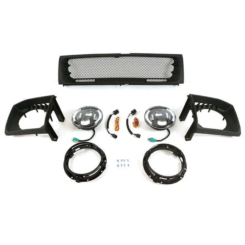 

4X4 внедорожные автозапчасти, другие внешние аксессуары, черная передняя верхняя решетка из АБС-пластика автомобиля с светодиодной полосой для Pajero