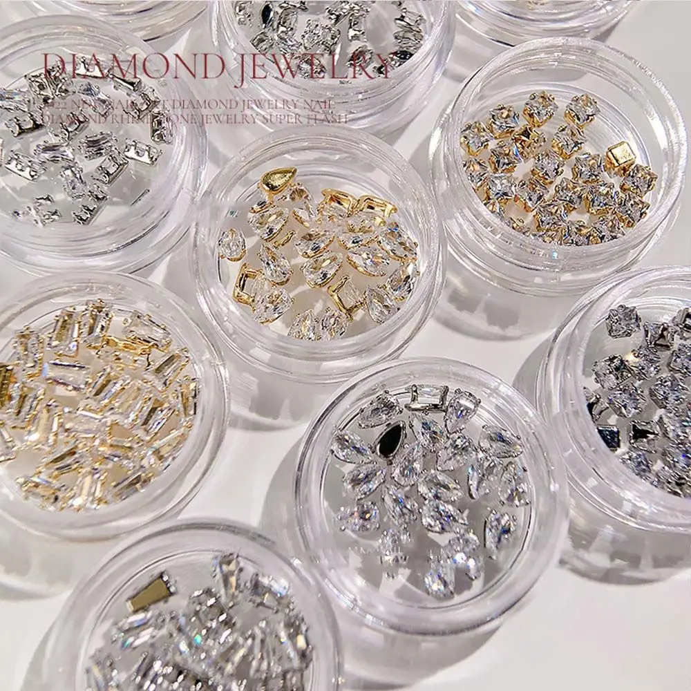 Drop Nail Ornaments Square Nail  Accessories Crystal Nail Rhinestone Nail Art Charms Diamond Nail Decoration Nail Jewelry Set