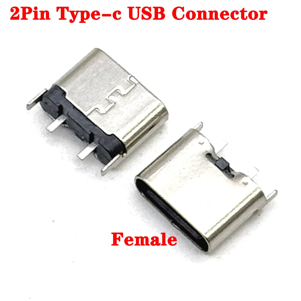 2Pin Type-c USB Connector Female Port Jack Solder Plug SMD SMT Android Phone Data Charging Socket Micro USB DIY Repair Adapter