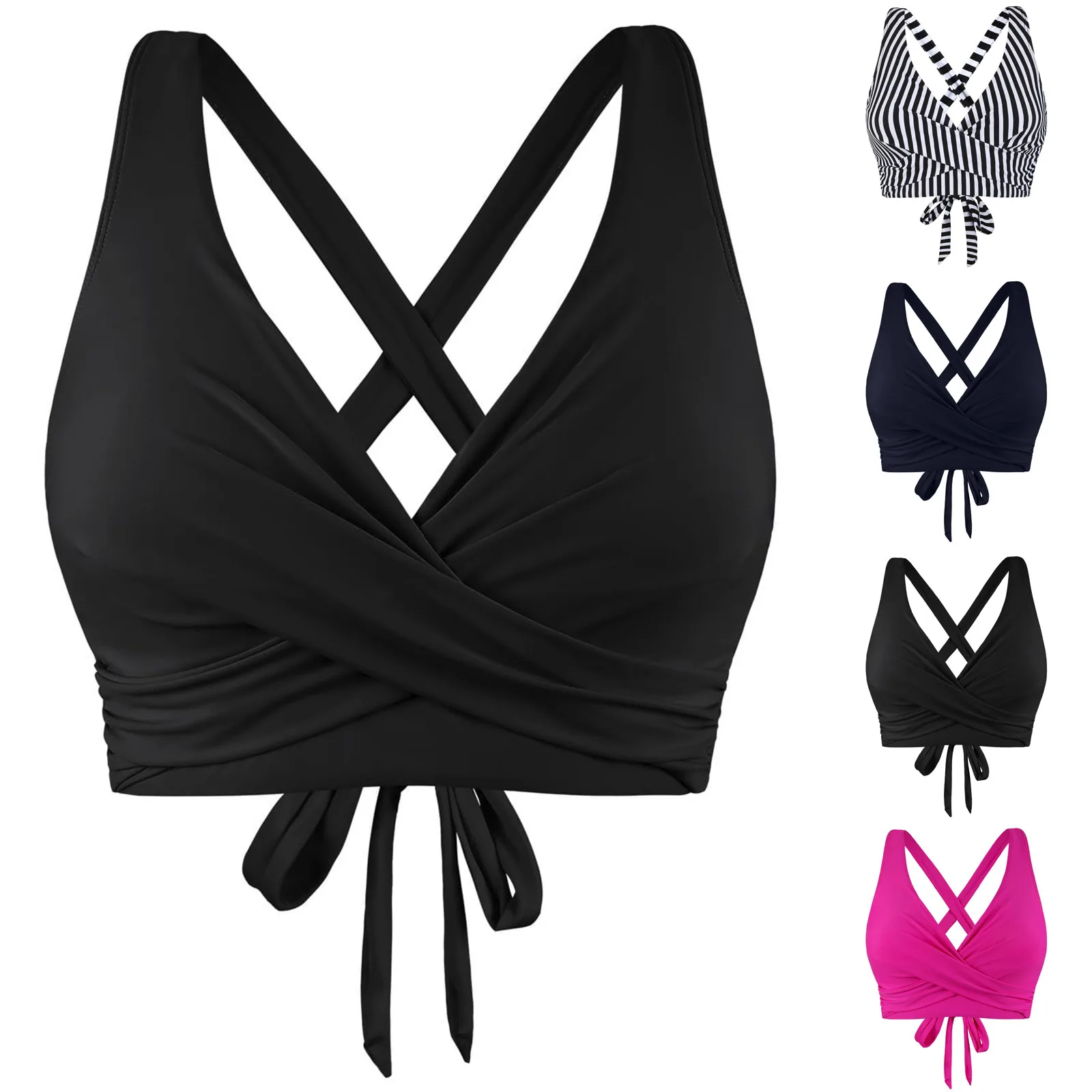 Solid Sexy Bikini Tops 2024 Summer Women Swimwear Push Up Bra Padded Swimsuit Bathing Suit Beachwear Female Top Bikini Crop Top