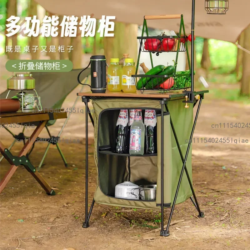 For Hiking Mount Outdoor Camping Folding Storage Cabinet Portable Multifunctional Aluminum Alloy Dual Purpose Table Cabinet