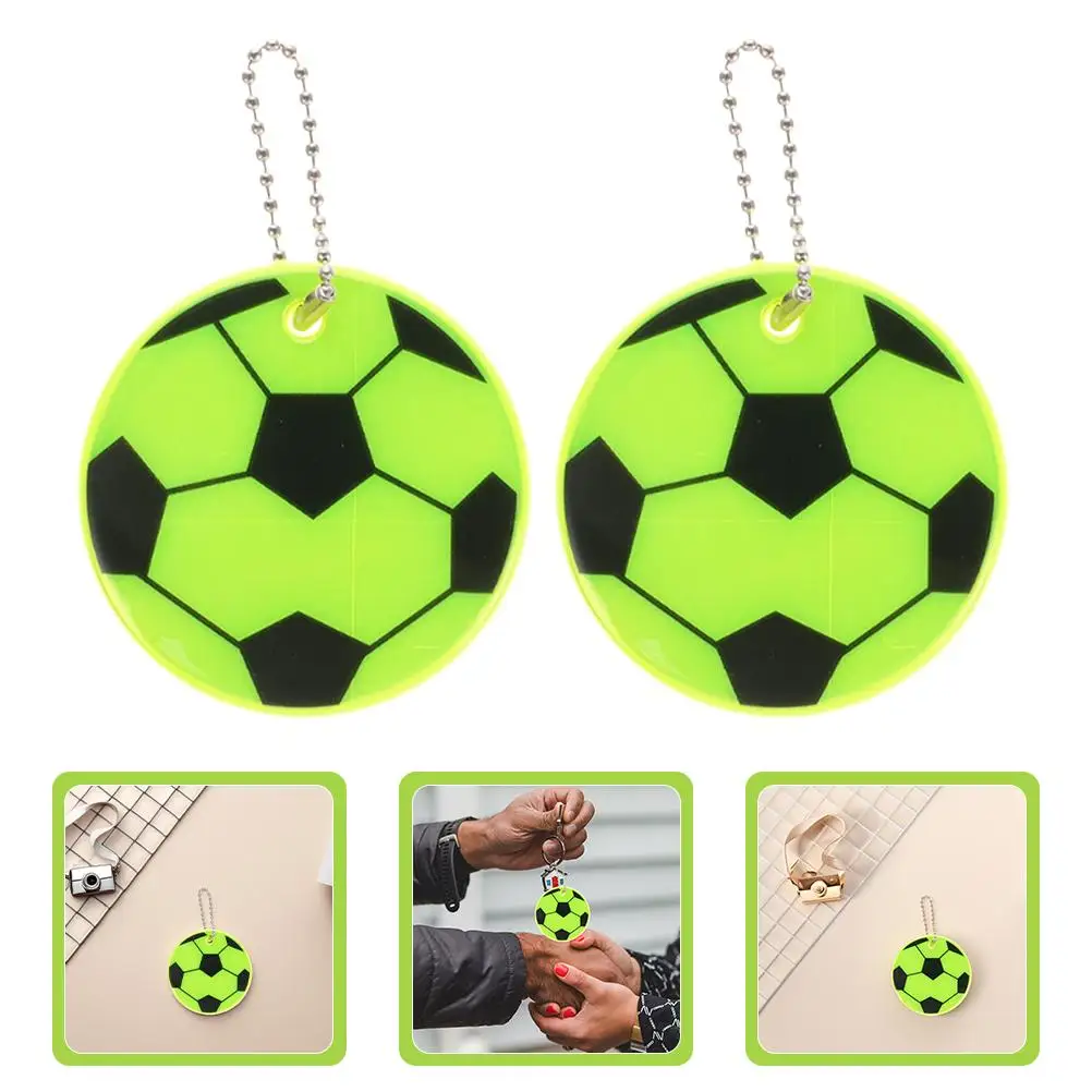 

12 PCS Football Pendant Keychain Tag Night Reflector Pendants Label Reflective Keychains