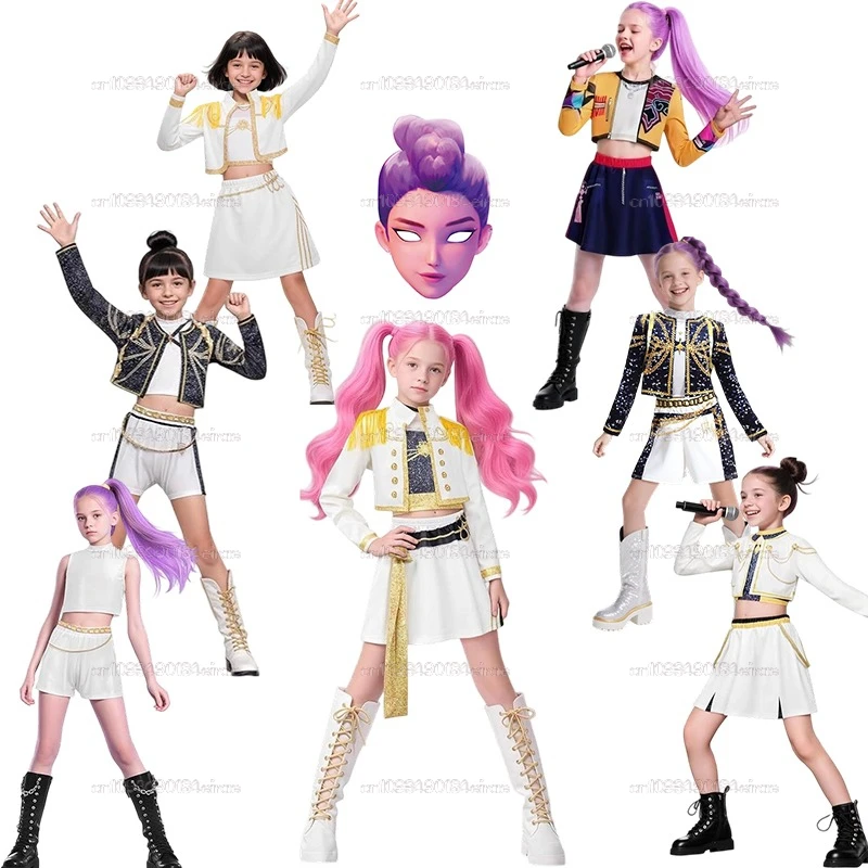 

K-Pop Demon Hunters Rumi Costumes Anime Zoey Mira Halloween Uniform 3D Print Singer Dance Clothes Stage Performance Outfits