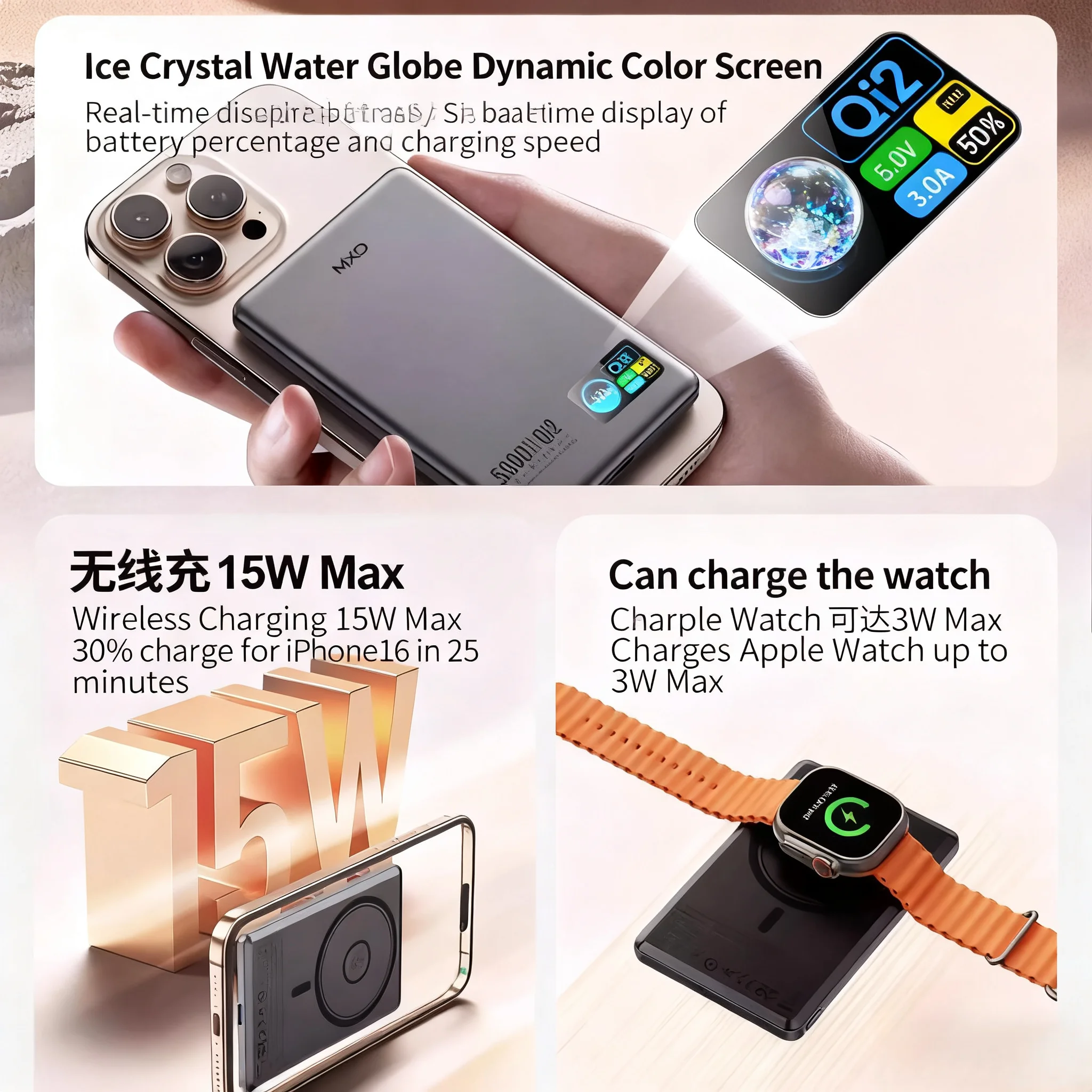 جديد الأصلي شاشة ذكية عرض شاحن لاسلكي Powerbank ل Magsafe بطارية مساعدة خارجية آيفون 17 أبل ساعة 10