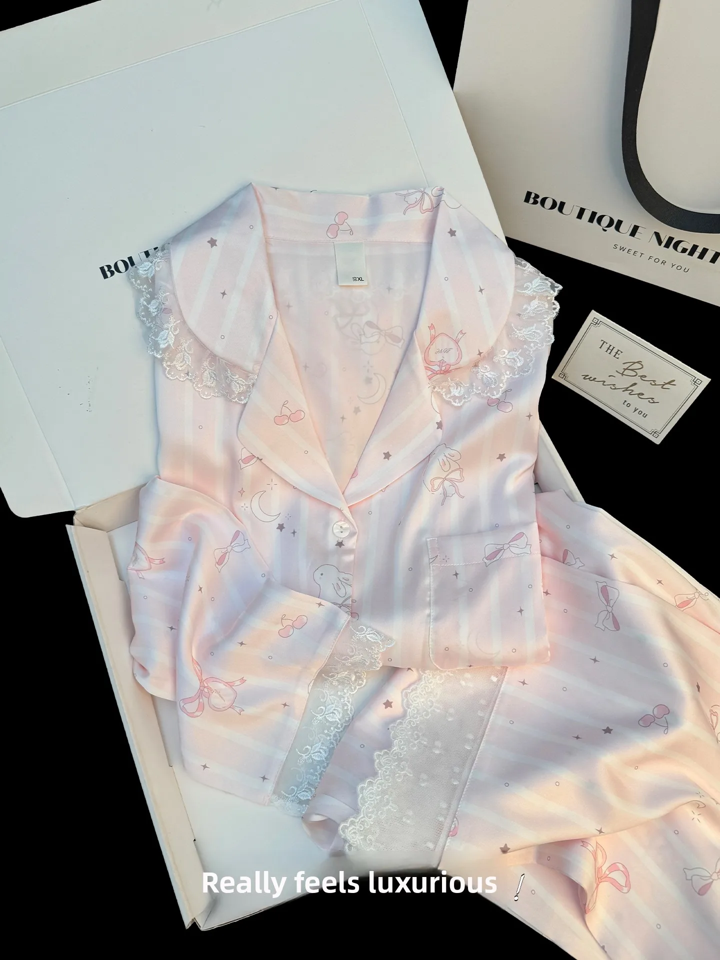 silk-ice-fabric-long-sleeve-princess-style-sleepwear-women's-home-clothes-fragrant-rabbit-cartoon-design-breathable