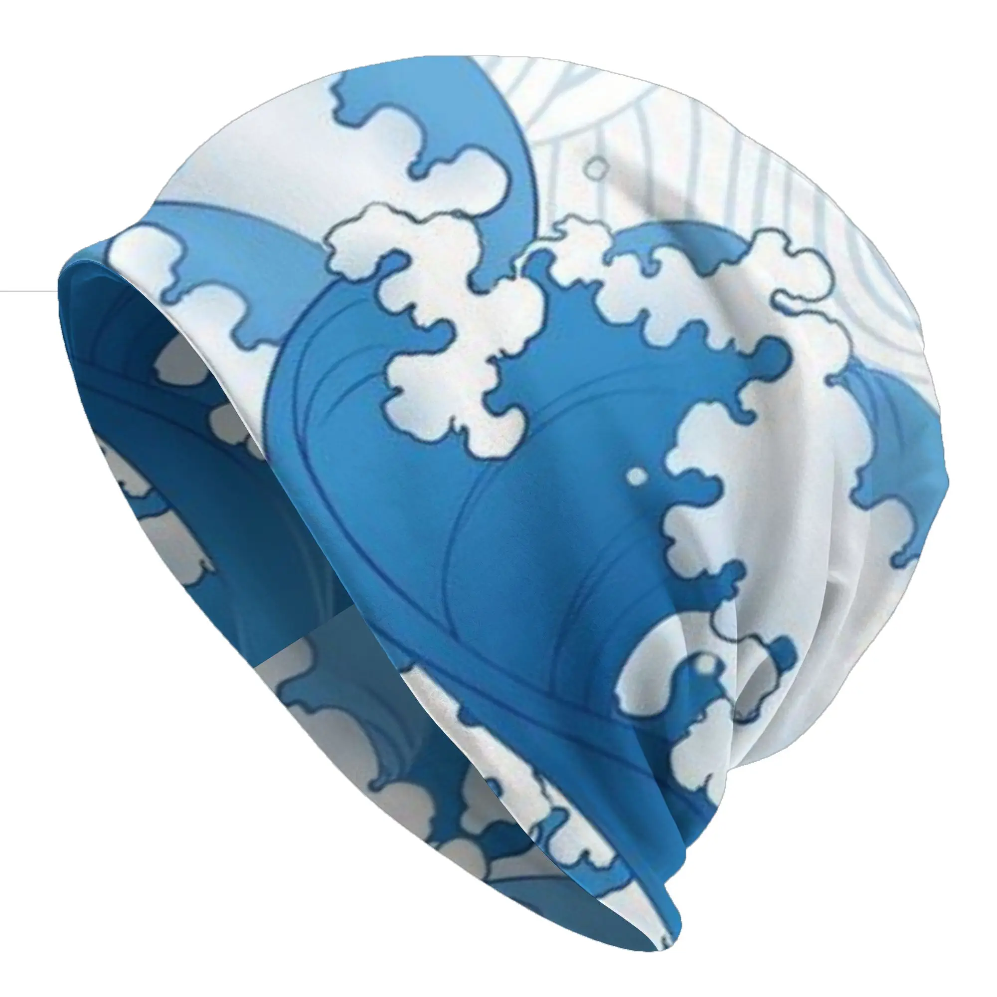 Blue (2) Thin Caps For Men Women Sea Wave Ski Caps Soft Bonnet Hats Skullies & Beanies Hat