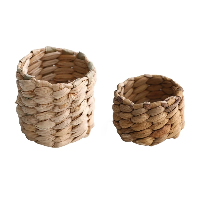 Rustic Woven Napkin Ring Handmade Natural Cattail Cucurbita Napkin Buckle Holder