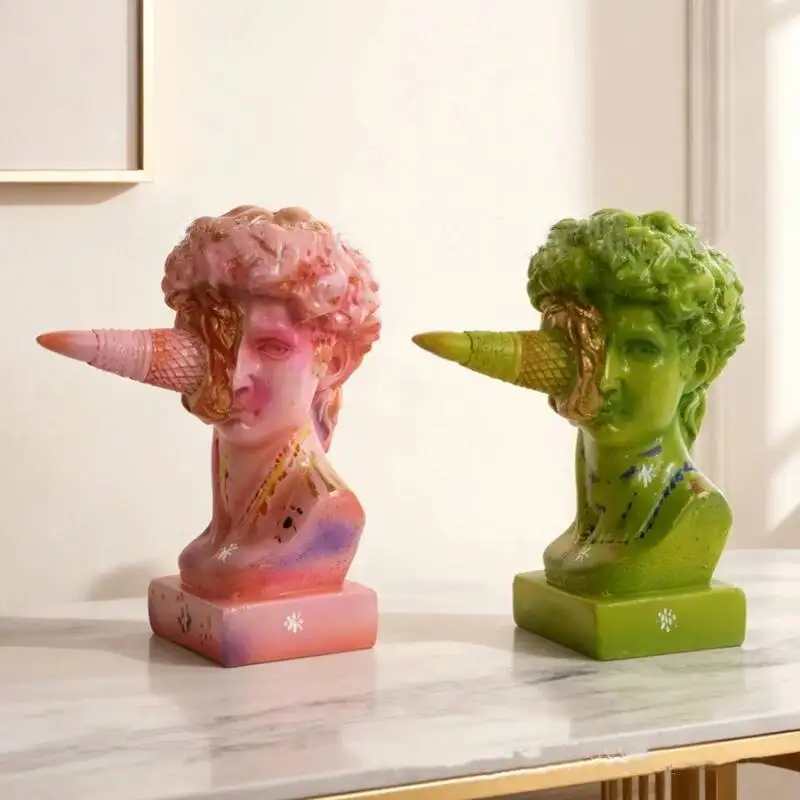 Colored David Abstract Figure Sculpture Nude Sculpture Ice Cream David Resin Handicraft Decorative Figurines Home Decoration