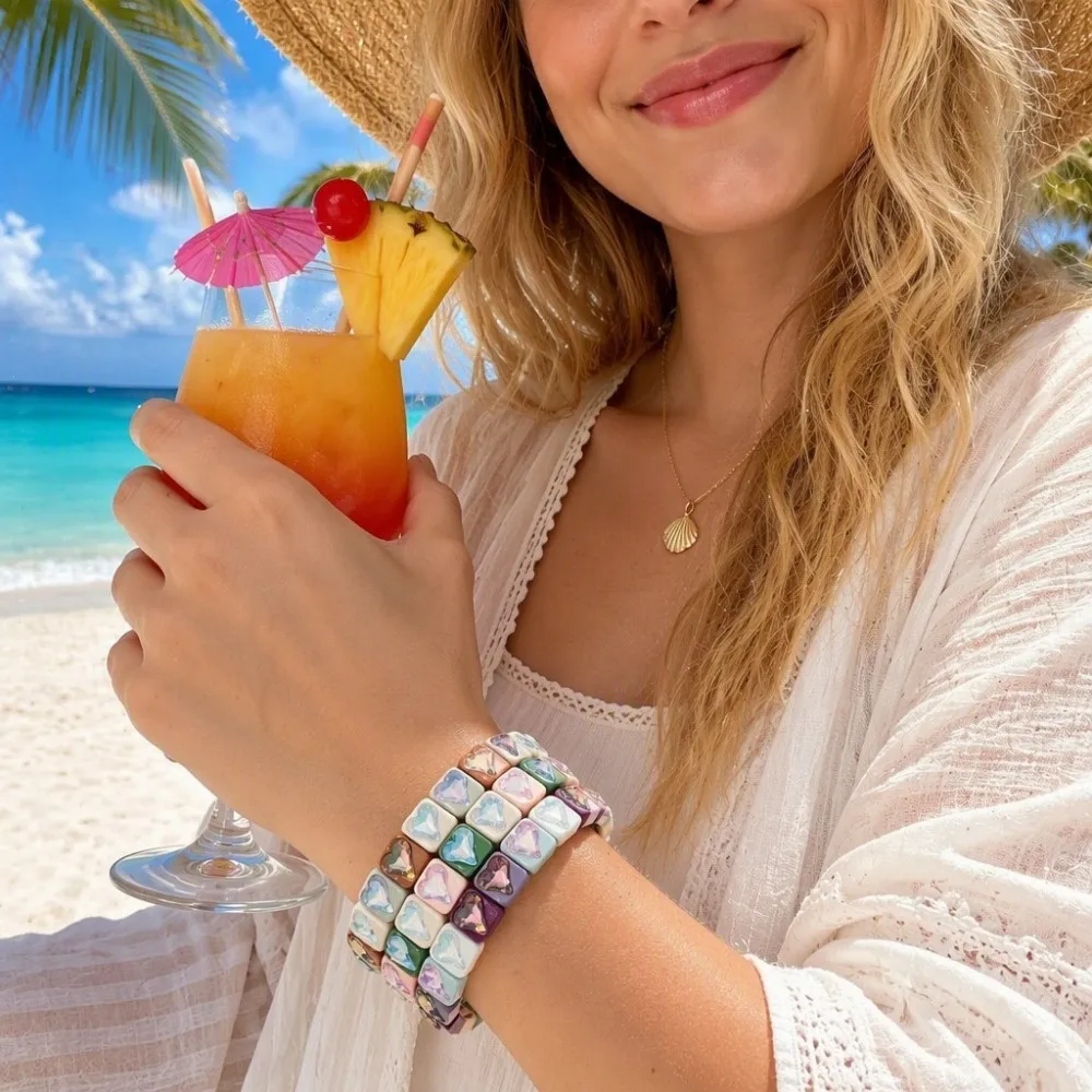 2026 10mm Liebes-Charm Zirkonia-Perlen Armbänder für Frauen Handgefertigtes Buntes Kristall-Perlen Chunky Liebes-Armreif – Detail 10