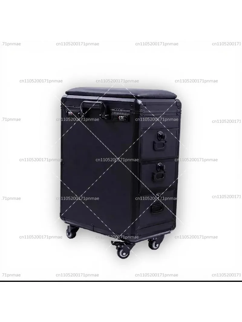 High-Capacity Draw-Bar Box Dual Purpose Tattoo Trolley Bag with Arm Bracket, Portable Suitcase for Artist Tools Storage