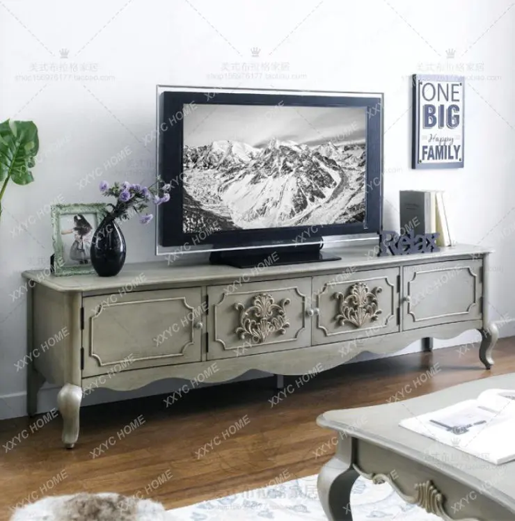 Solid wood TV cabinet simple small apartment living room floor cabinet