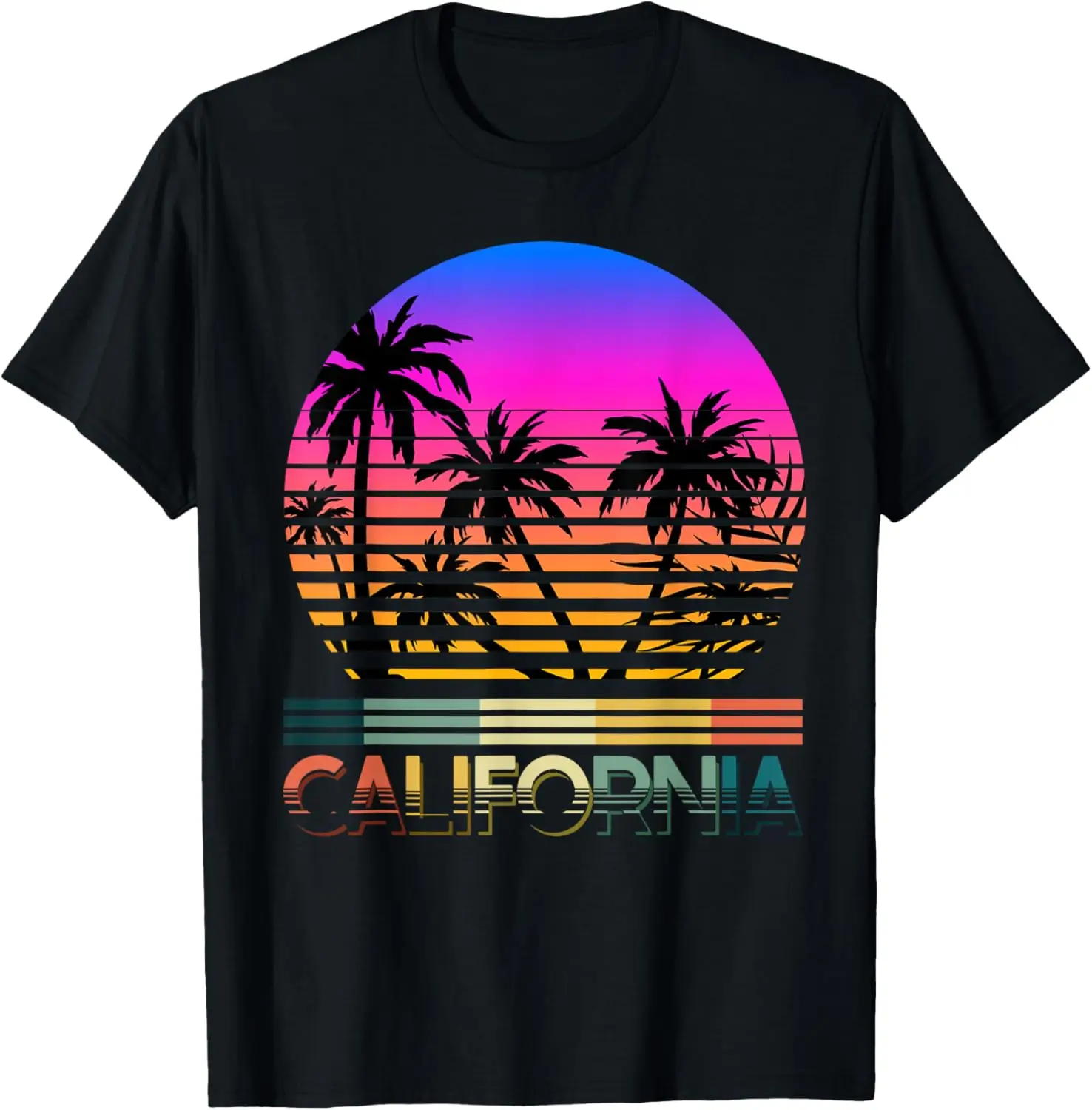 تي شيرت Retro Beach Tropical Californian Summer CA California