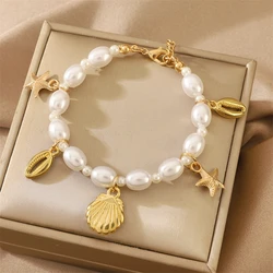 2024 New Fashion Starfish Shell Pearl Bracelet Women's Beach Elegant Travel Party Jewelry Bracelet