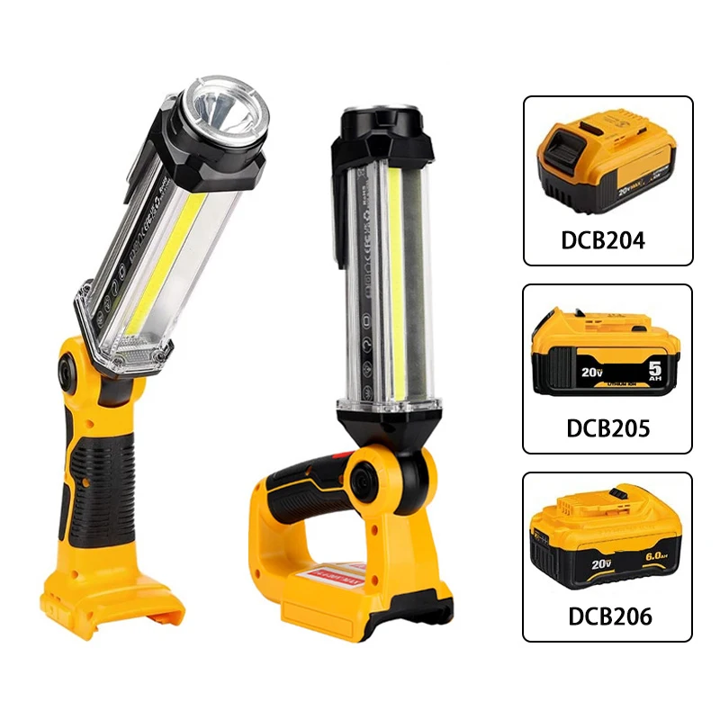 

Cordless LED Work Light Flashlight for Dewalt 18V 20V Li-ion Battery 2000LM Portable Lanterns Spotlight for DEWALT DCB203 DCB205
