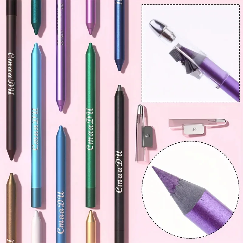 12 Stück/Set wasserfester Eyeliner-Stifte inklusive langlebigem und farblichem Textmarker mit schimmernden Effekten