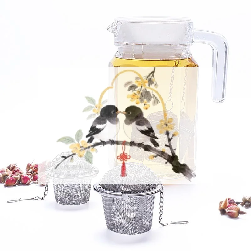 Tea Spice Strainer Seasoning Ball Mesh Herbal Ball Stainless Steel Teakettle Locking Tea Filter