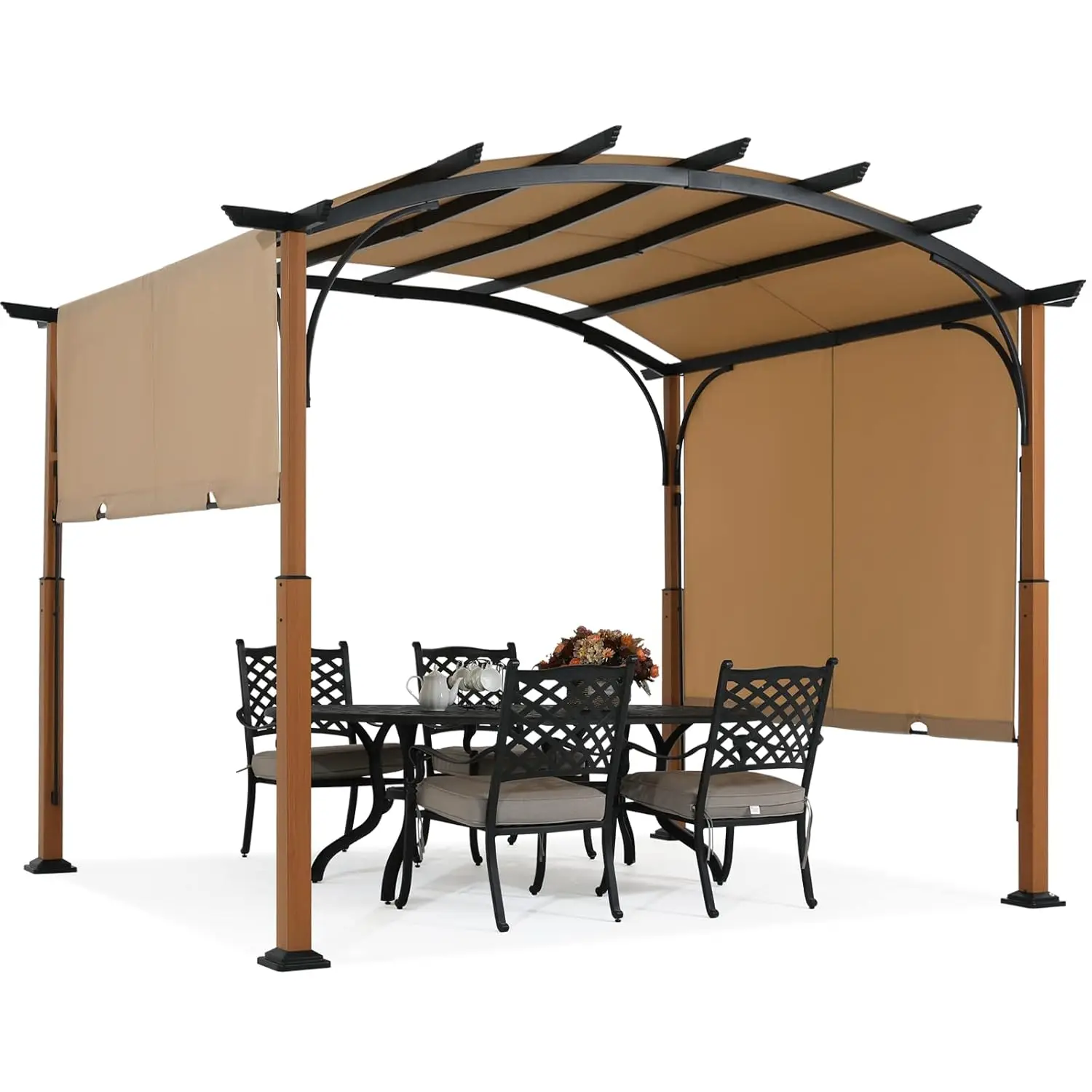 Retractable Pergola Sun Shade Canopy with Metal Frame 3