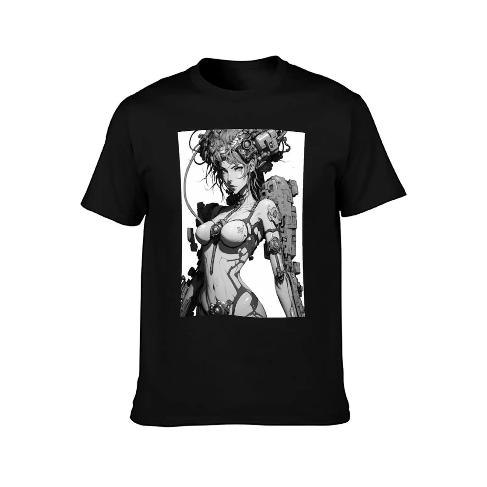Anime Cyborg Woman (grayscale) T-Shirt Sun Block Outdoor T-Shirt