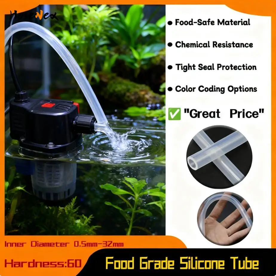 Crystal Clear Food Grade Silicone Hose, Flexible & High-Temp Resistant Water Pipe, ID 0.5-36mm, Tasteless & Odorless Tubing