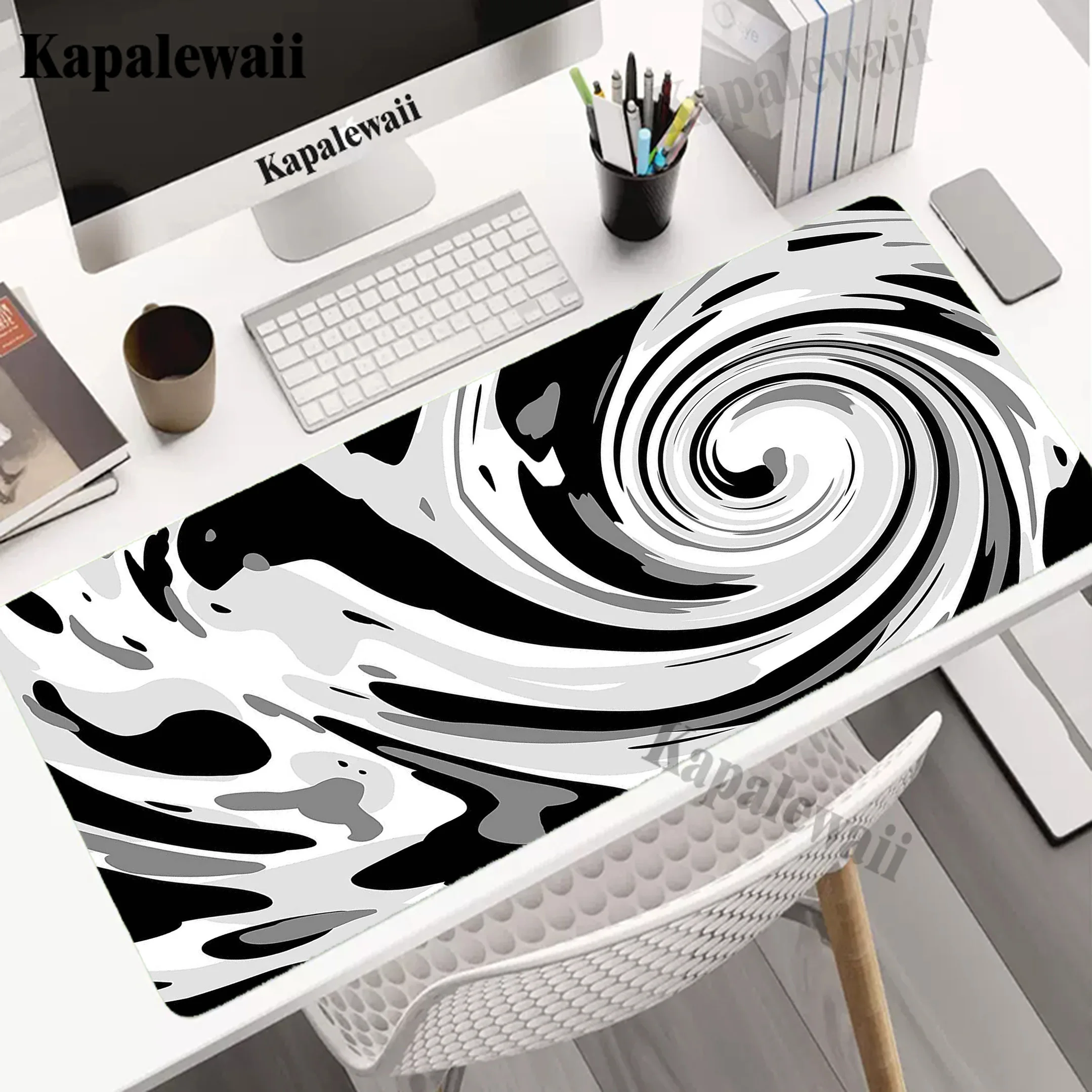 

Black And White Extended Mouse Pad Office Mousepad Gaming Speed Keyboard Pads Locking Edge Table Carpet Computer Gamer Desk Mat