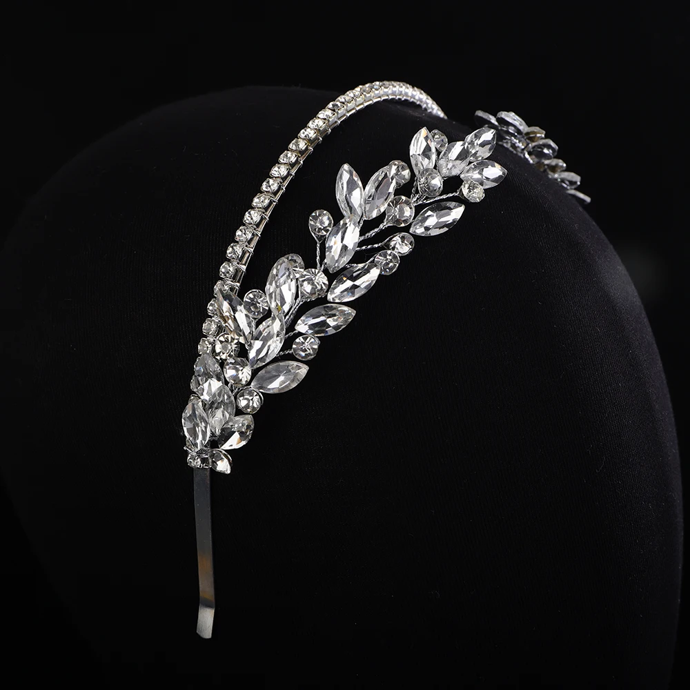 Silver Trendy Handmade Bridal Hair Accessories Princess Queen Crown Wedding Head Jewelry Flower Tiare Headdresses For Women