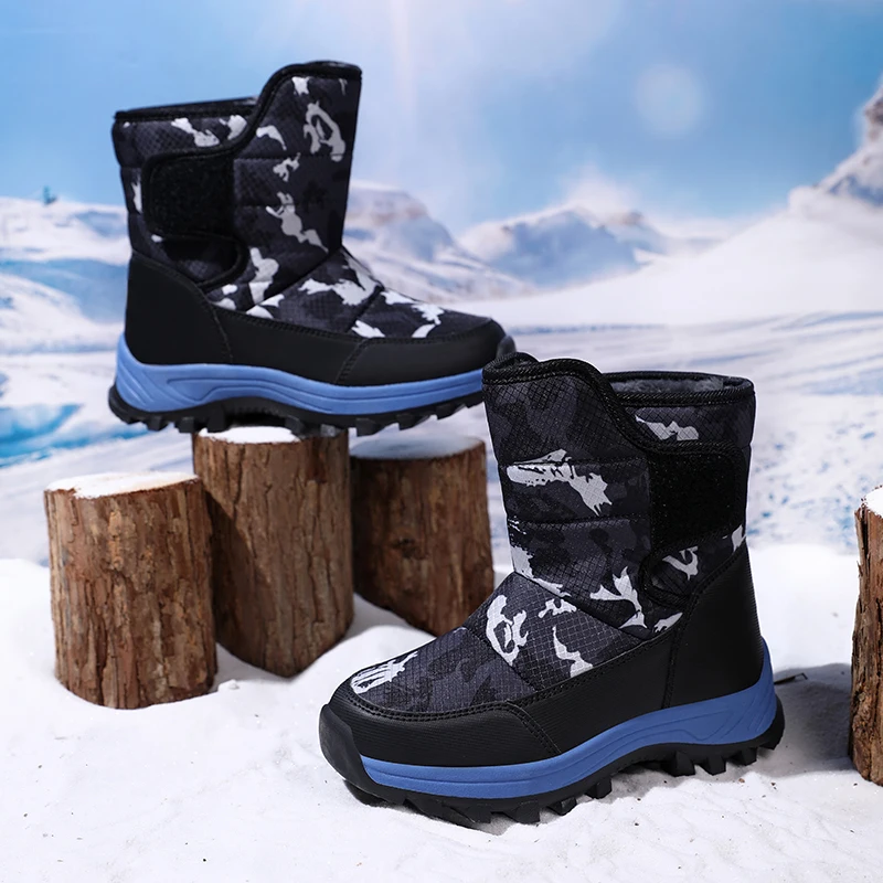Winter Boots for Children Plush Warm Sports Shoes Boys Girls Non-slip Outdoor Snow Boots Trend Kids Hiking Trekking Ankle Boots