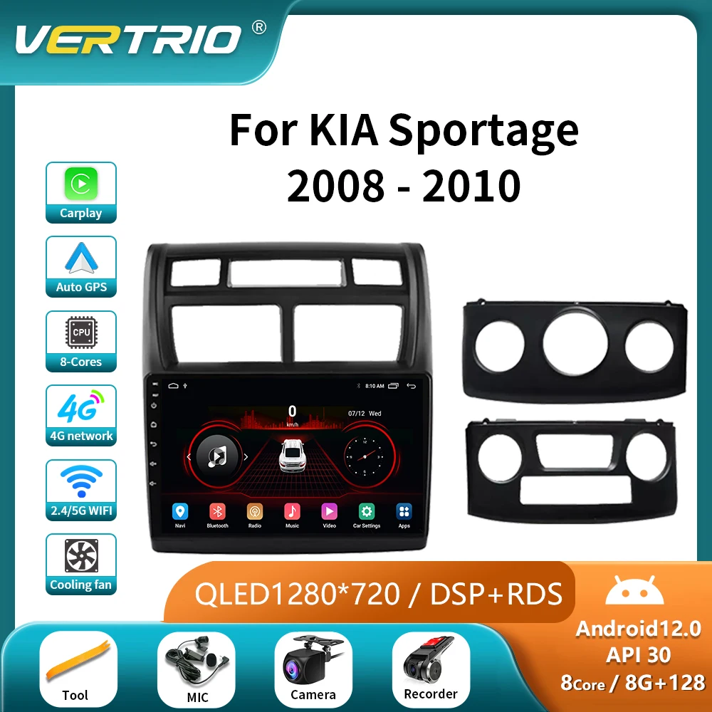 

Автомагнитола 2 Din, Android 12, 4G + WiFi, мультимедийный видеоплеер для Kia Sportage 2 2008-2010, GPS-навигация, автостерео