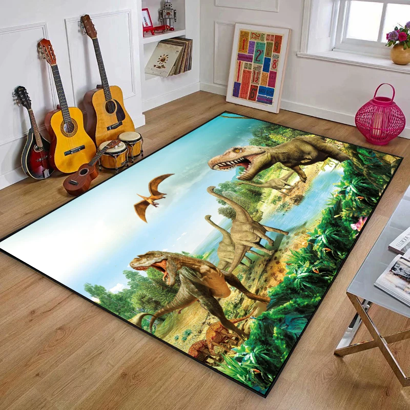 3D Animation Dinosaur Cartoon Carpet Living Room Baby Crawling Non-slip Mat Bedroom Room Children's Room Foyer Fun Floor Mat