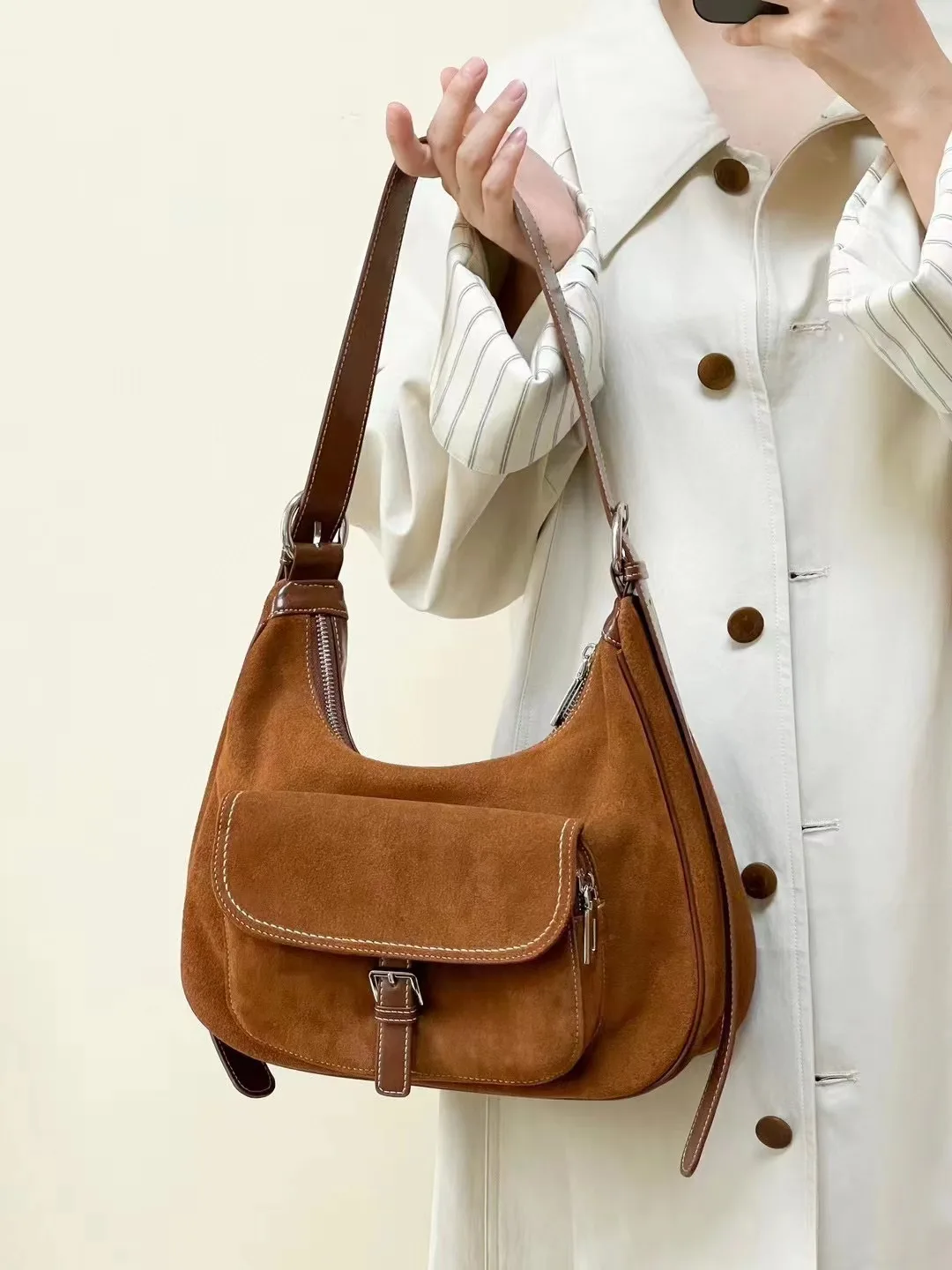 Autunno e inverno nuova borsa in vera pelle moda donna singola spalla opaca in pelle cerata olio borsa e borsa per il tempo libero di grande capacità