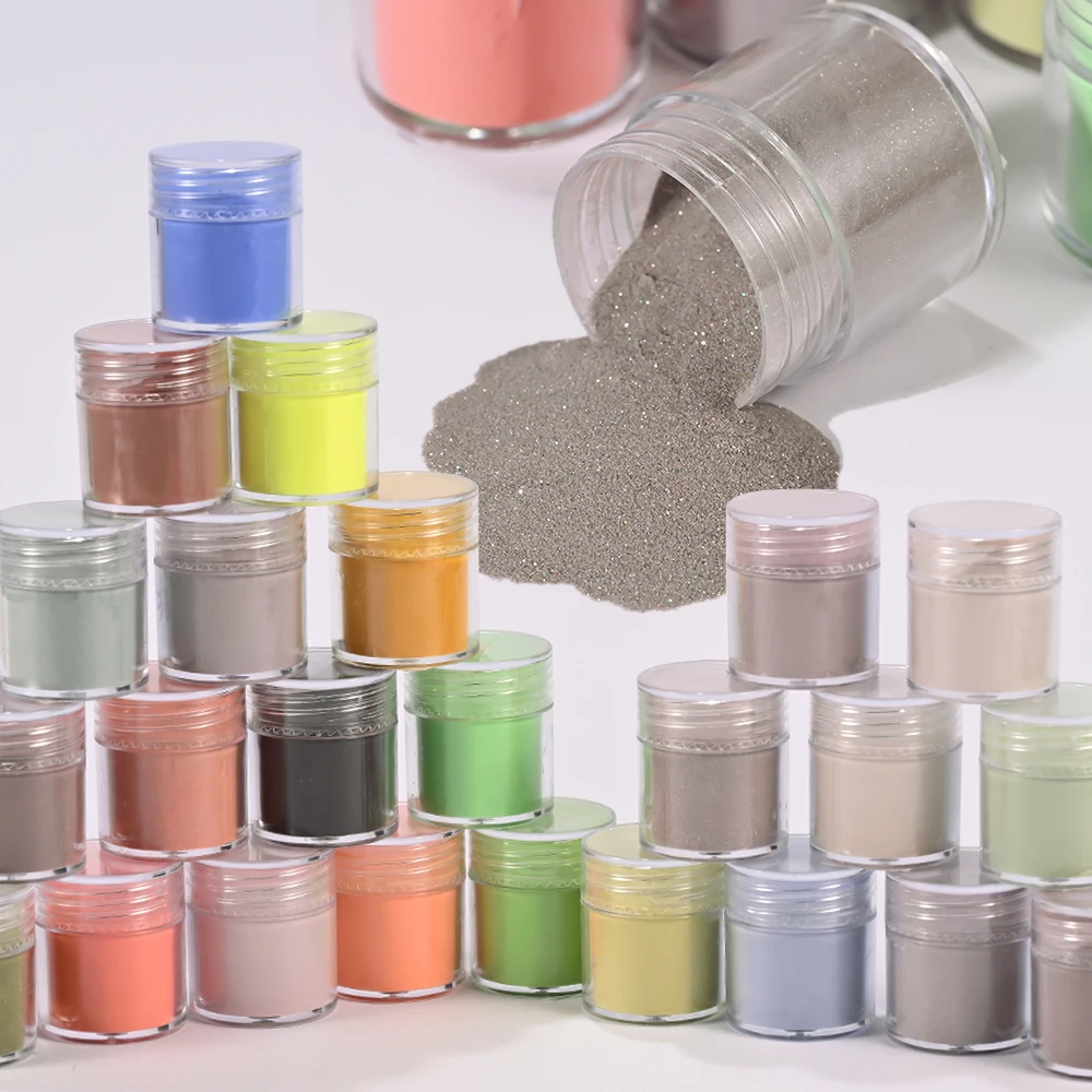 24 Stück dopaminfarbenes Acrylpulver, 5 g/Glas, braun/gelb/grün, Kristallpolymer für französische Nagelkunst, 3D-Spitzen, Verlängerung, Schnitzstaub