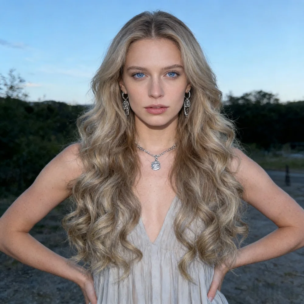 

Water Wave Ombre Highlight Ash Blonde Lace Front Wigs for Women Pre plucked High Temperature Fiber Wigs with Natural Hairline