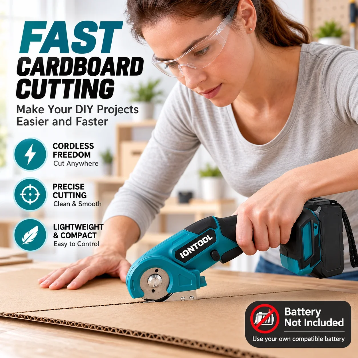 IONTOOL Durable Cordless Carpet Shears 6mm For Home Carpet Binding and Rug Patching and Flooring Trimming and Stair Fitting