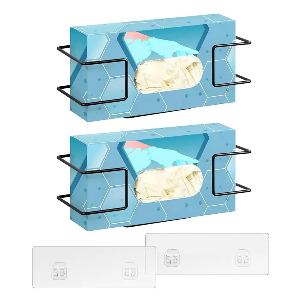 Wall Mounted Glove Rack Anti-slip Tissue Box Wall Organizer Wall Mounted Metal Glove Box Holder for Healthcare Food for Dentist