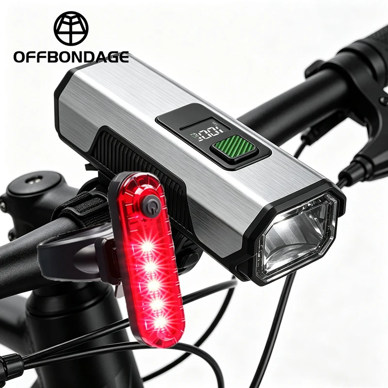 OFFBONDAGE Smart Sense Bike Front Rear Light Waterproof MTB Road Bicycle Headlight Rechargeable Cycling Flashlight Outdoor Lamp