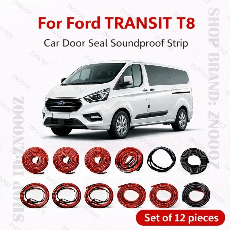 

For Ford TRANSIT T8 Car Door Seal Strip Rubber Double Layer Soundproof Dustproof Waterproof Door Weatherstrip 12PCS Set