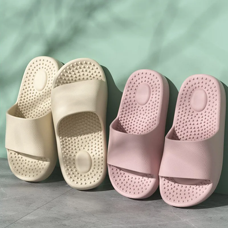 

Soft Sole Massage Slippers Women Platform Slides Men Thick Sole Slippers Comfortable Couples Non Slip Eva Bathroom Shoes