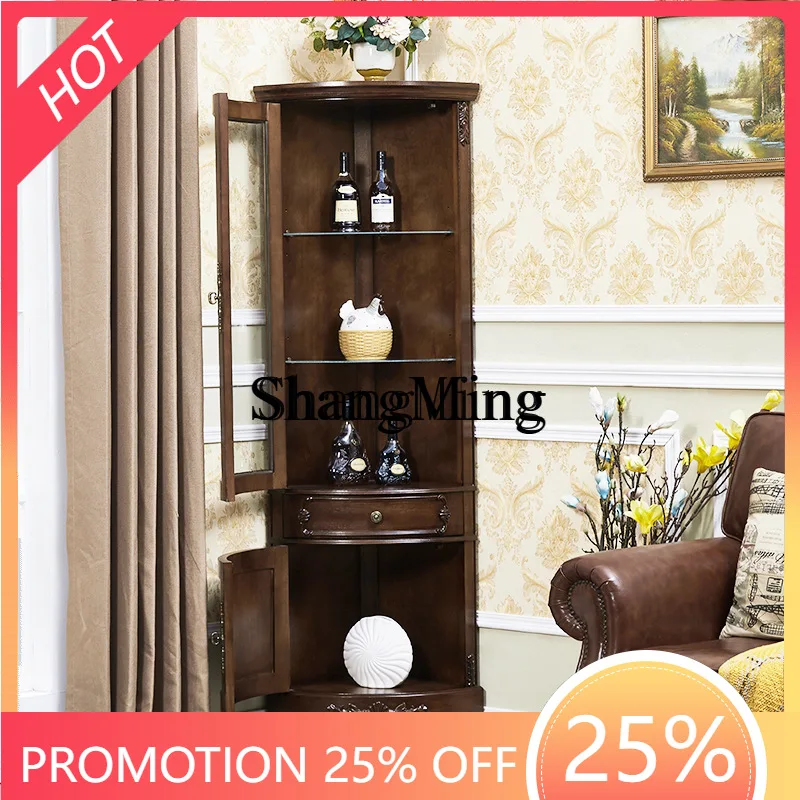 

FG good-looking solid wood corner cabinet corner with glass display restaurant curved corner cabinet